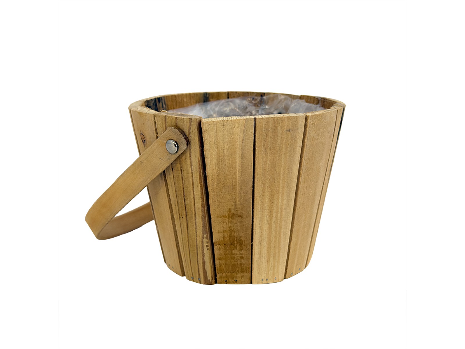 Дървена кашпа с дръжка