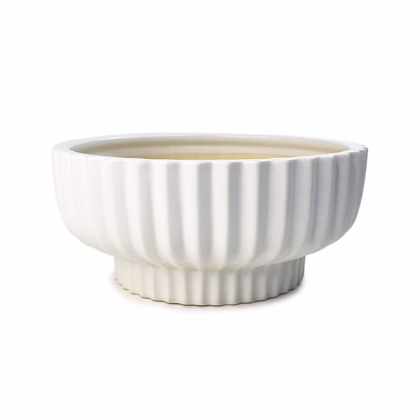 Оребрена керамична купа, бяло
