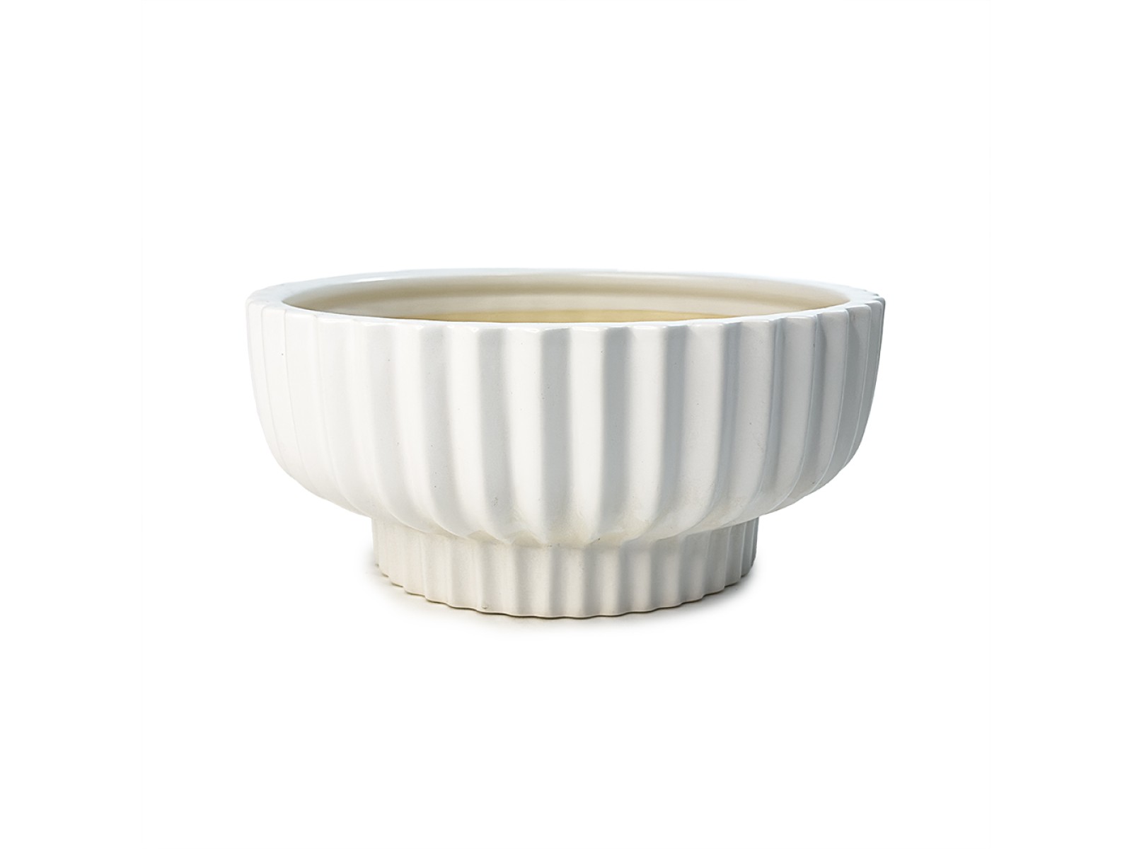Оребрена керамична купа, бяло