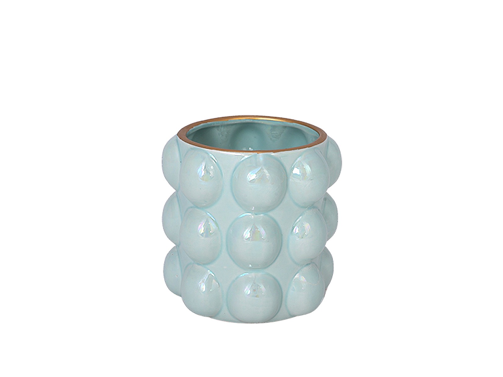 Керамична Кашпа Shine Bubble , Керамика, Ф 12 x 9 см, Turquoise