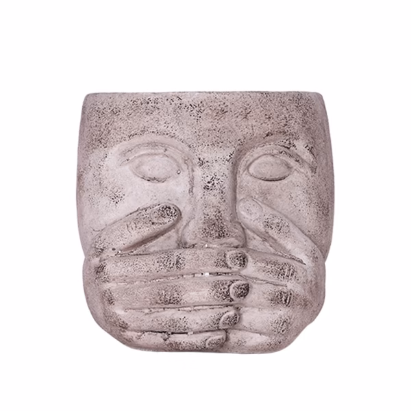 Керамична кашпа I do not speak, Керамика, D15х13см, Grey Brush