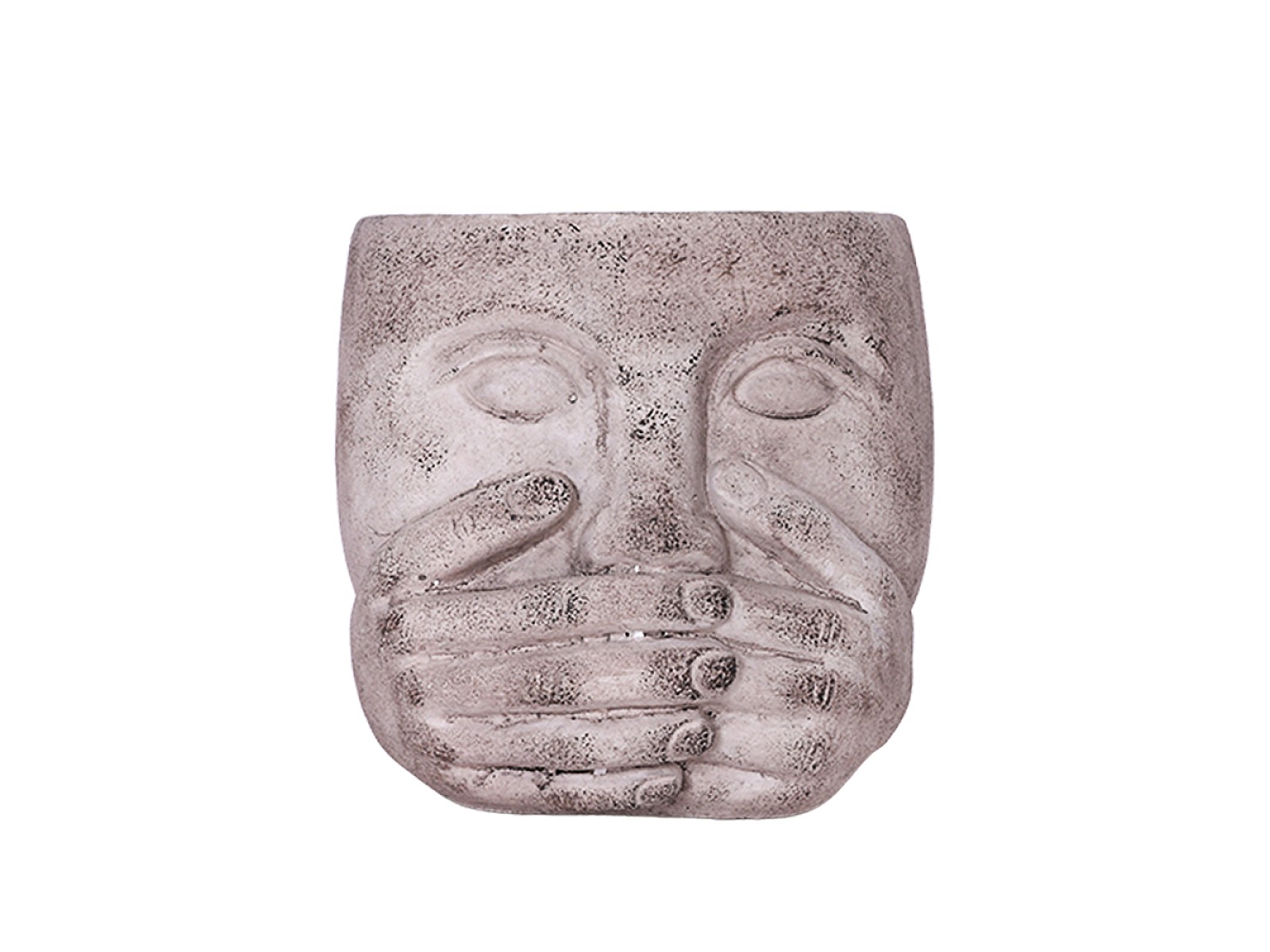 Керамична кашпа I do not speak, Керамика, D15х13см, Grey Brush