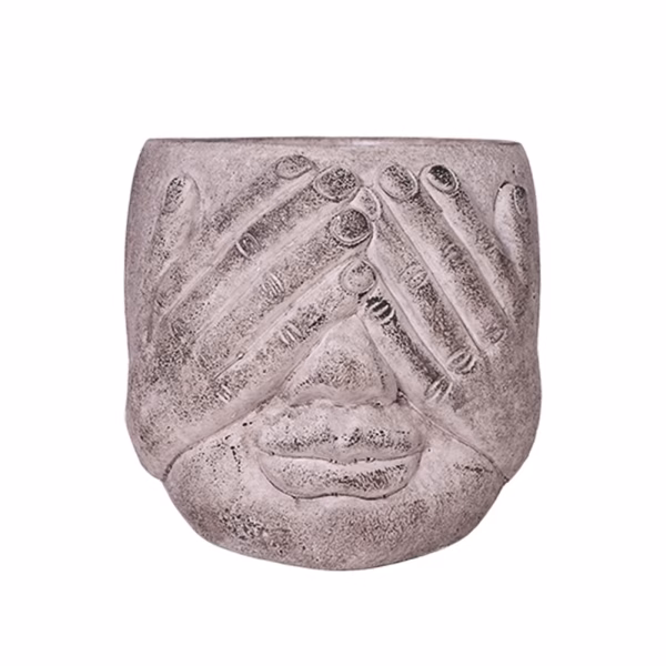 Керамична кашпа I do not see, Керамика, D15х13см, Grey Brush