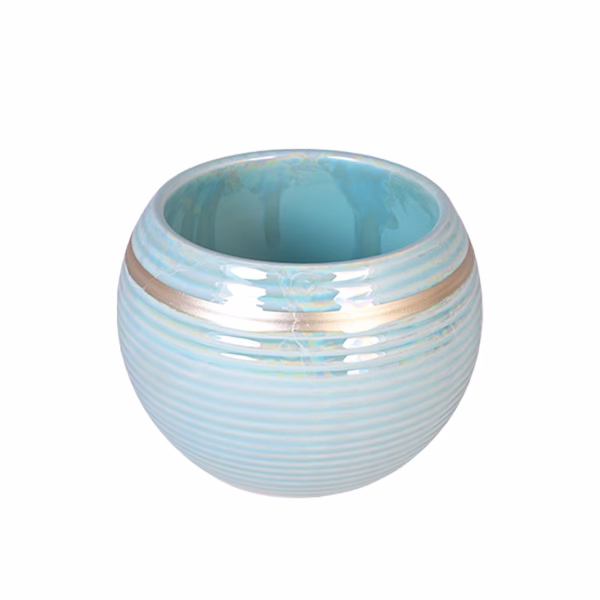 Керамична Кашпа Shine ,Керамика, Ф10 x 9.5 см, Тюркоаз
