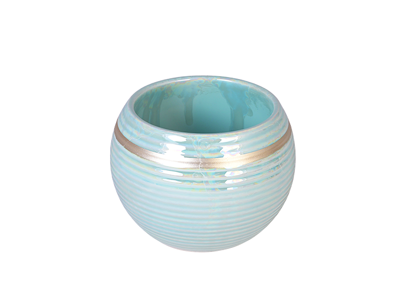 Керамична Кашпа Shine ,Керамика, Ф10 x 9.5 см, Тюркоаз