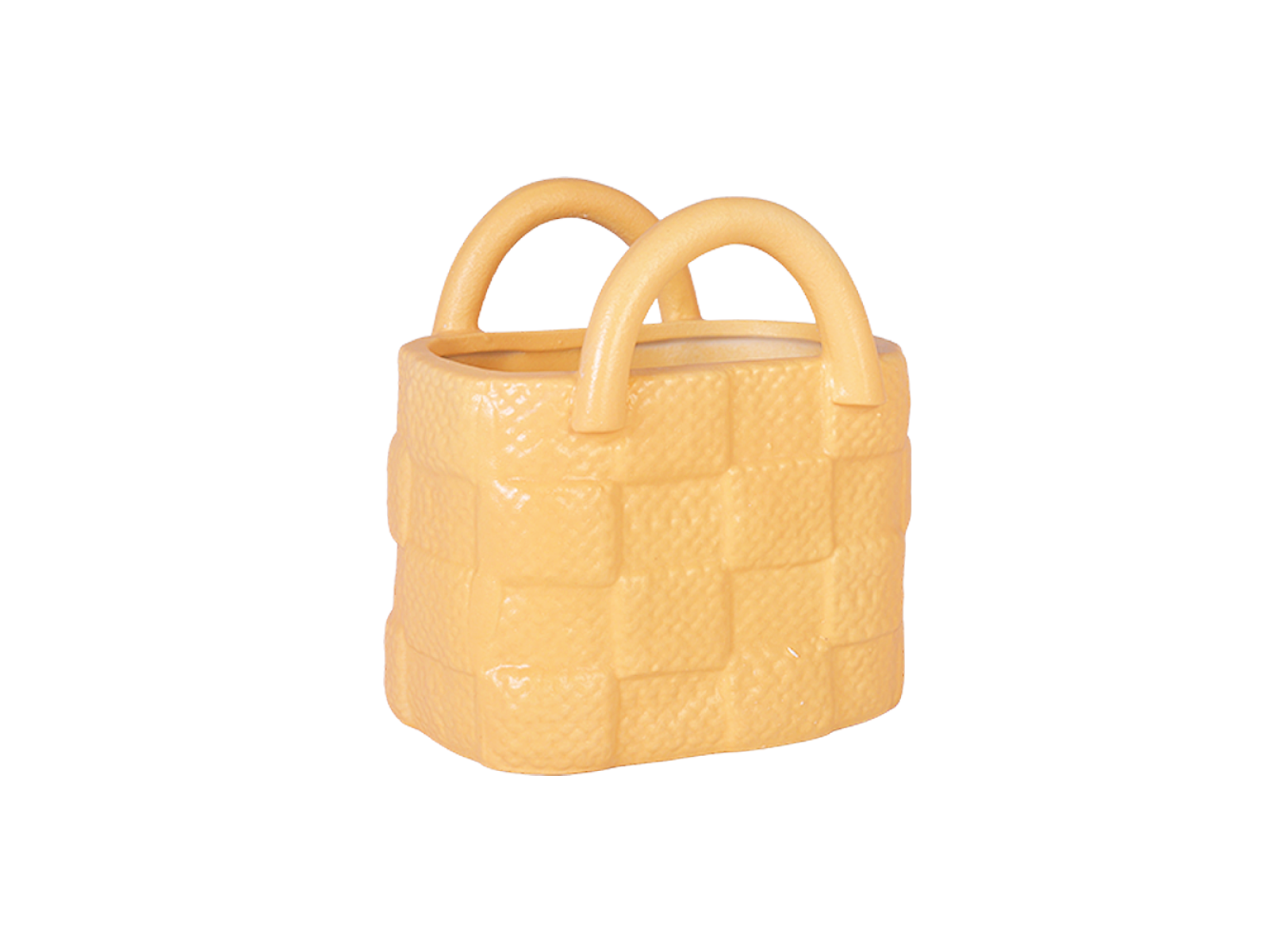 Керамична Кашпа Mini Bag ,Керамика, Ф 13.5 х 10 x 7.5 х12 см, Жълт