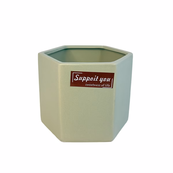 Керамична кашпа зелено