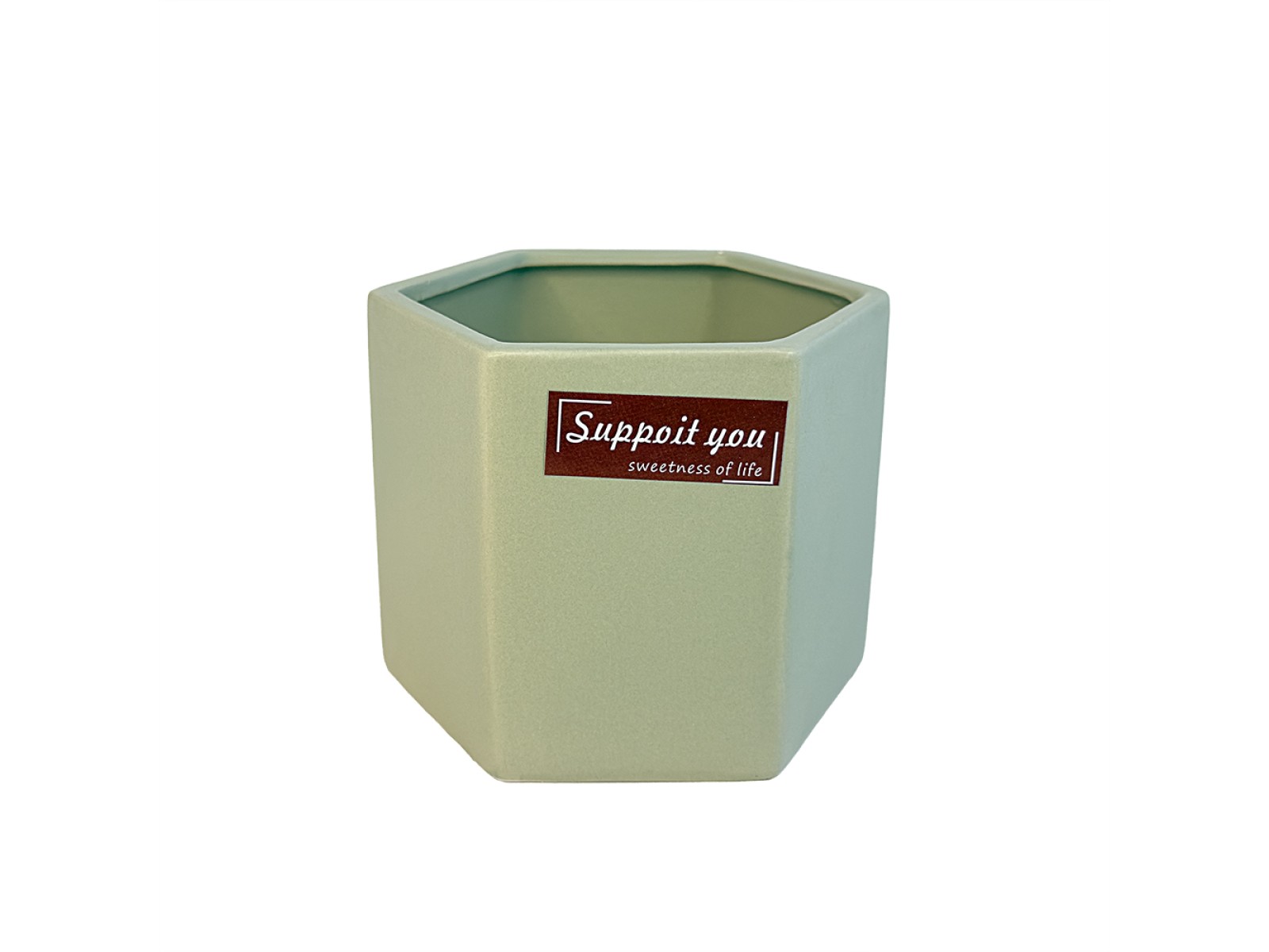 Керамична кашпа зелено