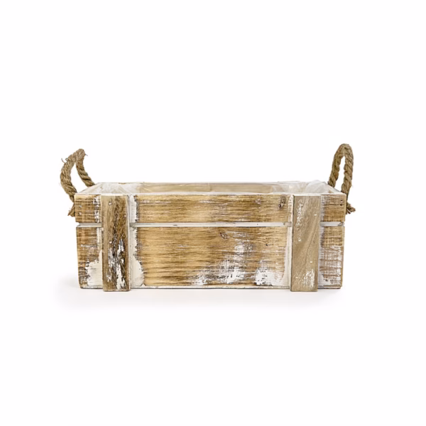 Дървена кашпа, кафяв браш