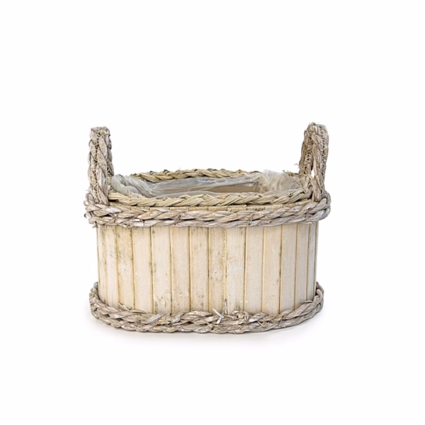 Дървена кашпа, бяло