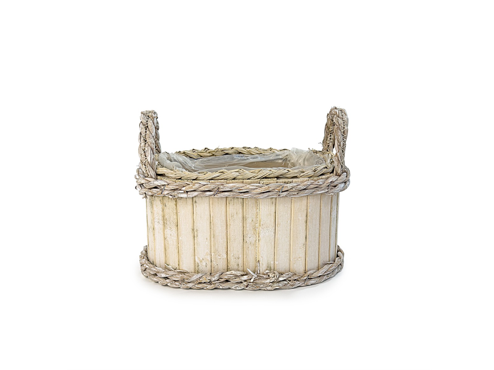 Дървена кашпа, бяло