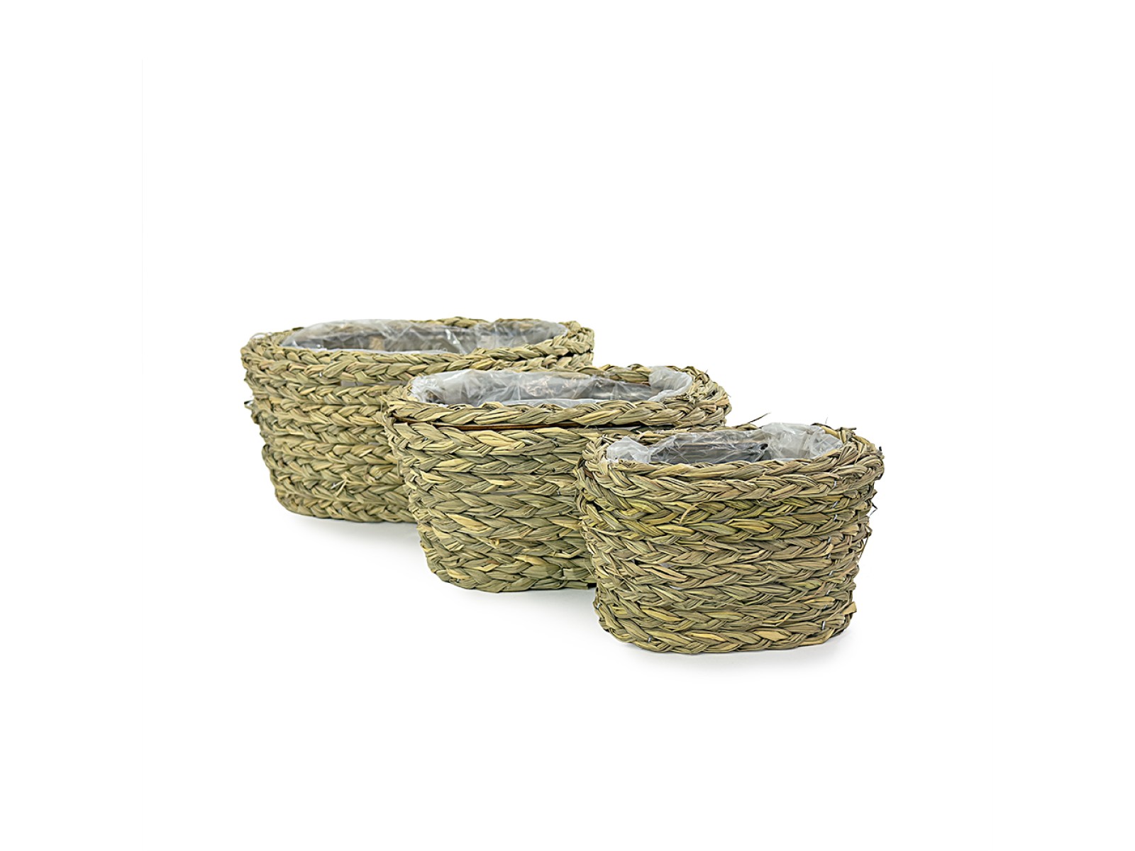 Комплект от 3 кашпи от лико, кафяво