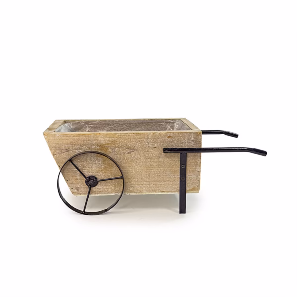 Дървена кашпа количка