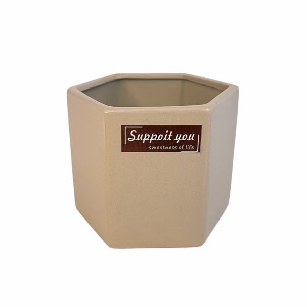 Керамична кашпа taupe хексагон