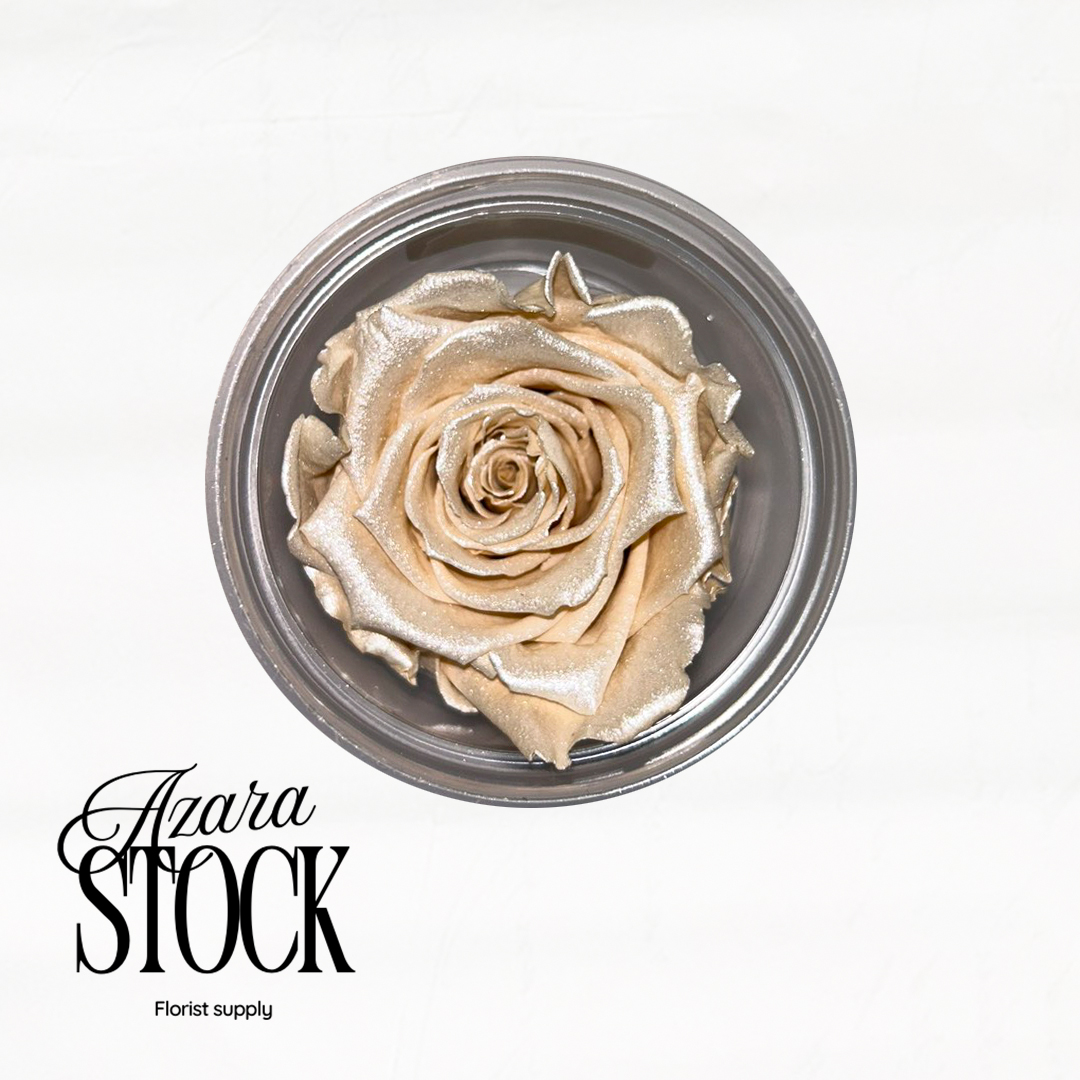 Вечна роза екрю брокат