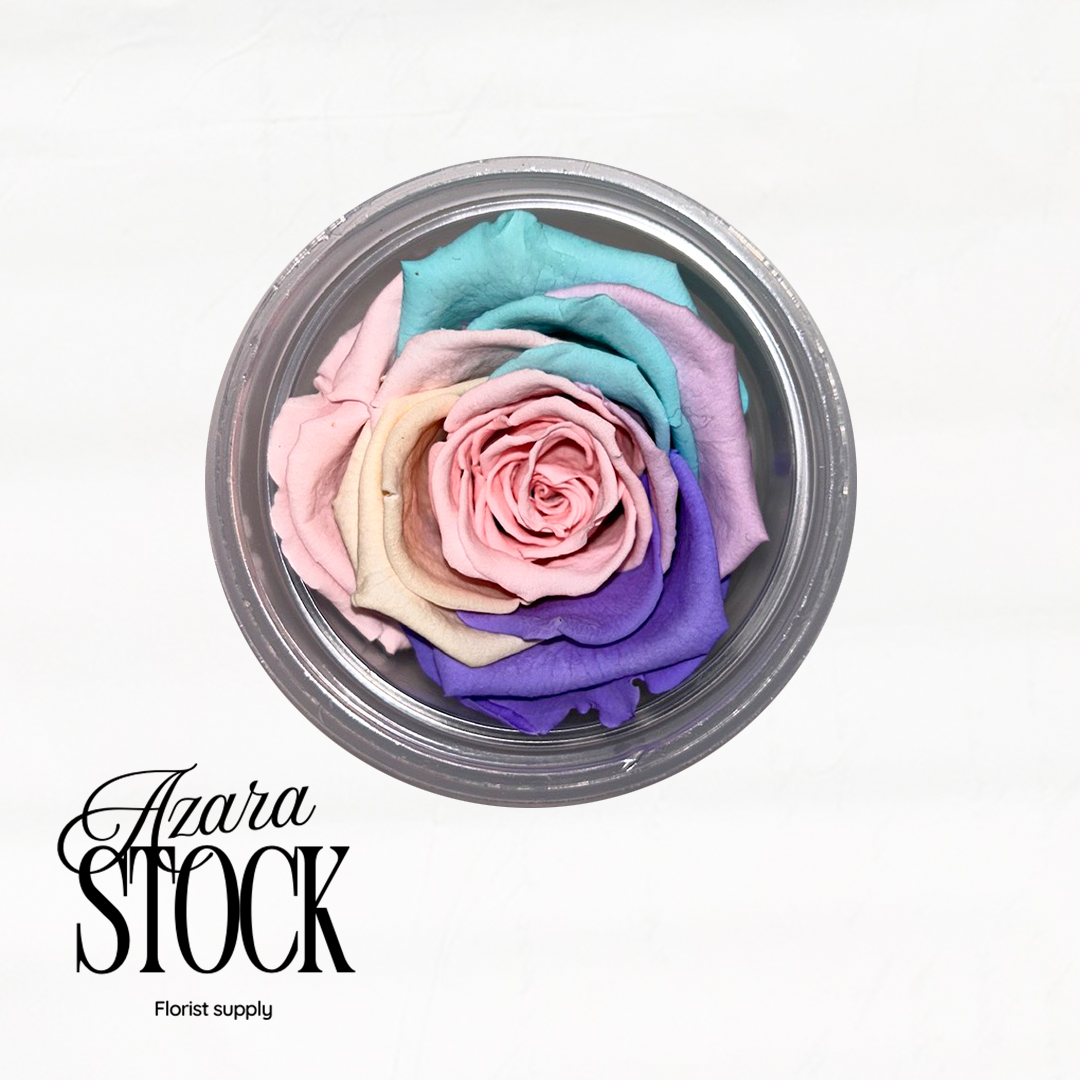 Вечна роза синьо, лилаво и розово