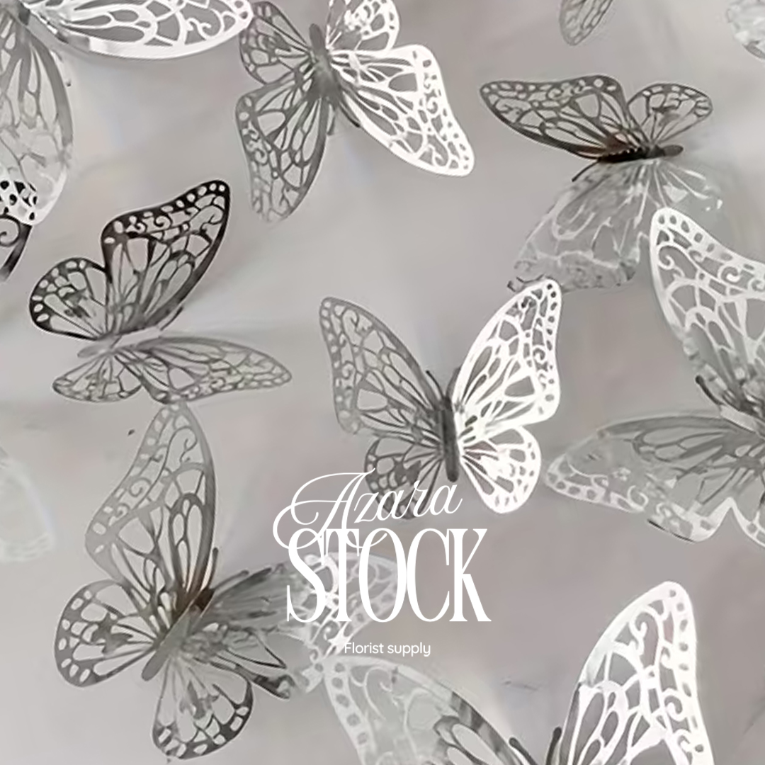 Декоративни пеперуди сребърно 12 бр