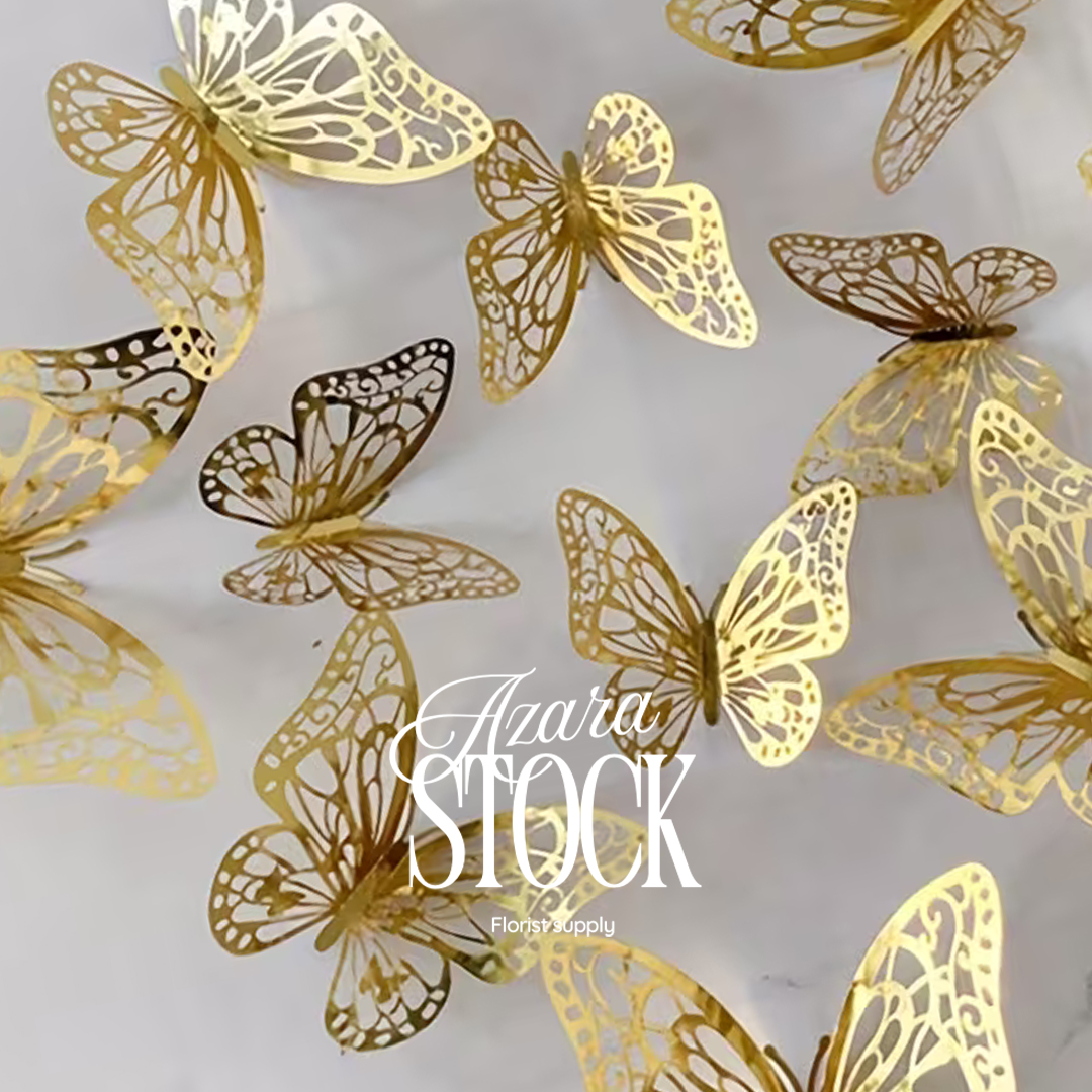 Декоративни пеперуди златно 12 бр