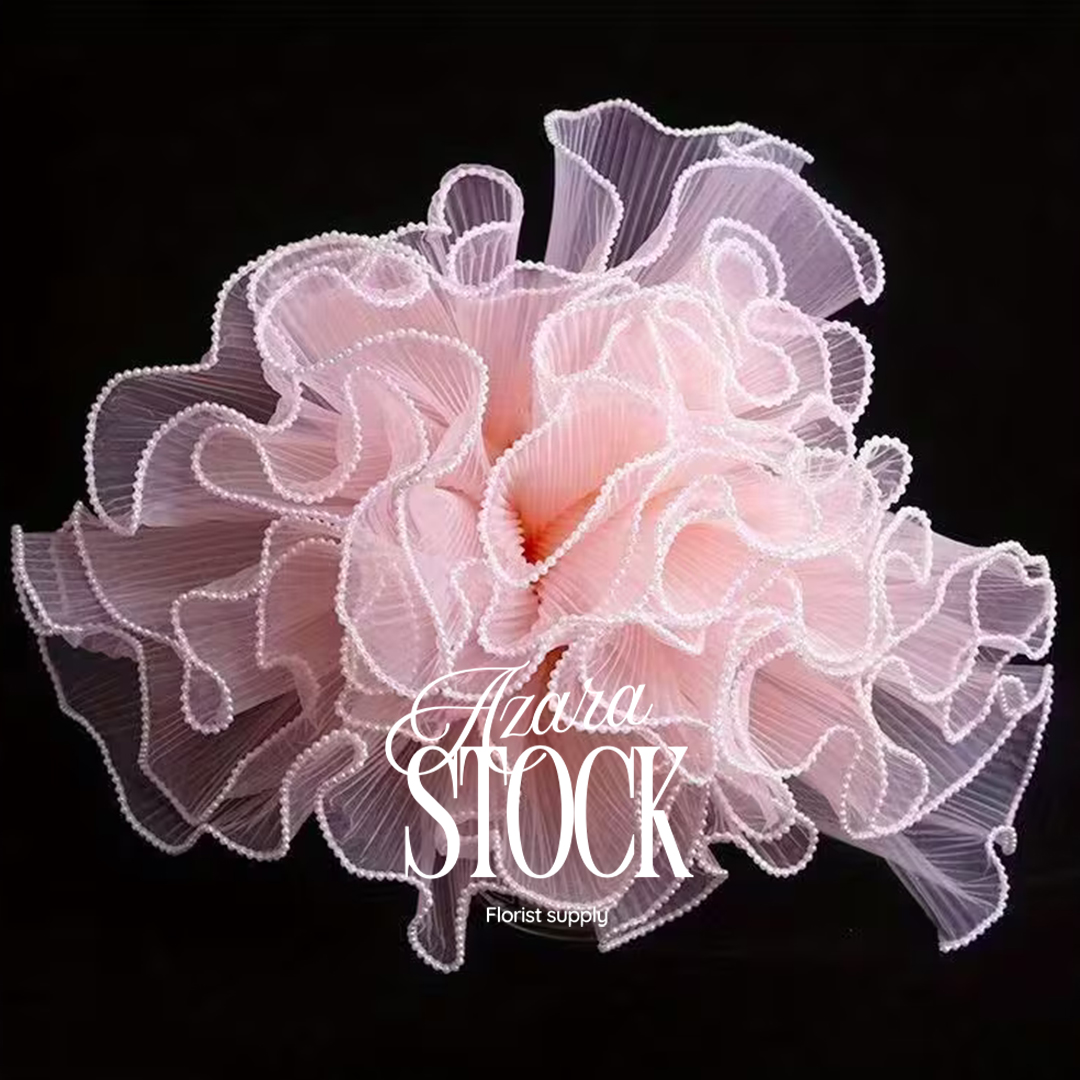 Дантела с перли 28 х 400 см розова