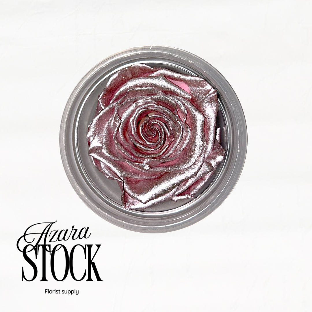 Вечна роза розово сребро