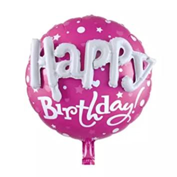 Кръгъл балон с обемни 3D букви Happy Birthday, розов