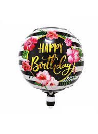 Балон фолио черен кръгъл 18инча Happy Birthday