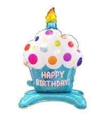 Балон фолио синя торта/ кексче, стоящ