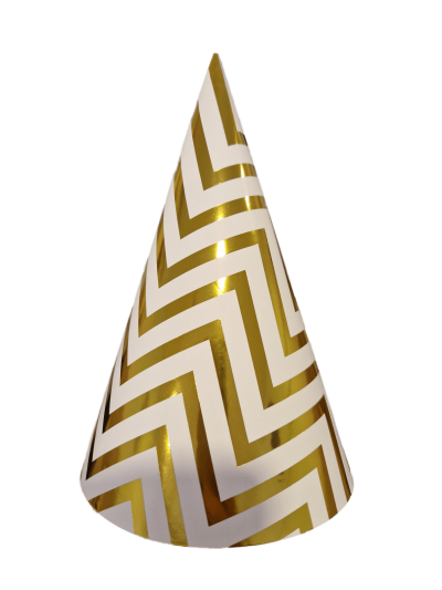 Хартиени карнавални шапки, със златни мотиви, 20см, 50бр.
