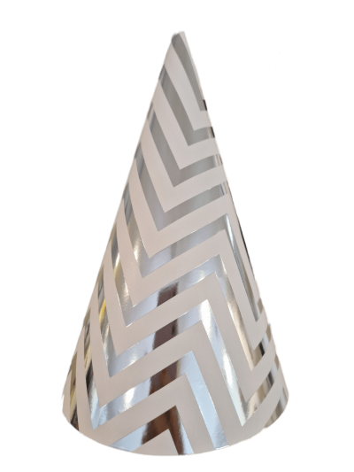 Хартиени карнавални шапки, със сребърни мотиви, 20см, 10бр.