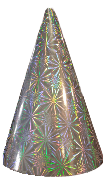 Парти шапки от картон, 16см, холограмни - сребро, 50бр. в стек