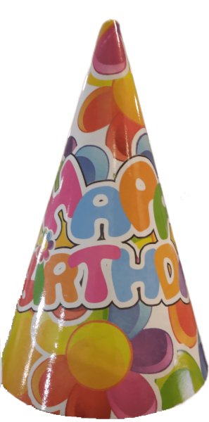 Парти шапки Happy Birthday, 16см, 10броя