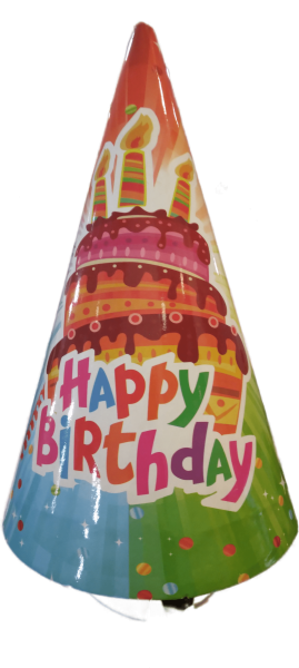 Парти шапки Happy Birthday, 16см, 50 броя