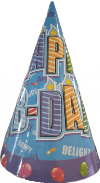 Парти шапки Happy Birthday, 20см, 50бр