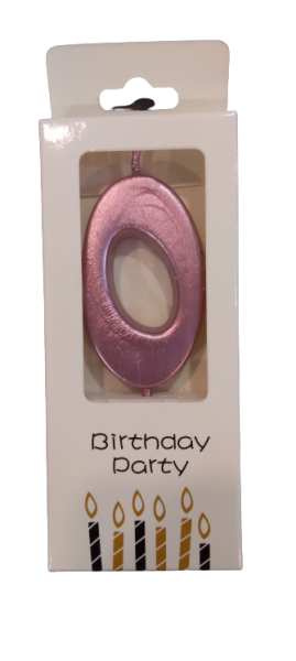 Кутия 12 броя_Свещички металик розово злато цифра 0