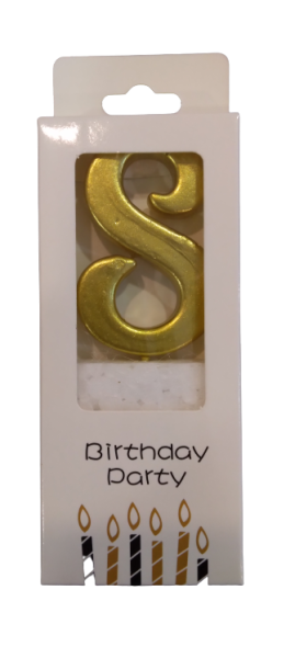 Кутия 12 броя_Свещички металик злато цифра 8