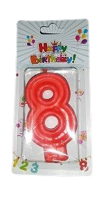 Кутия 12 броя_Свещички червени цифра - №8