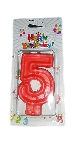 Кутия 12 броя_Свещички червени цифра - №5