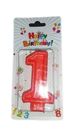 Кутия 12 броя_Свещички червени цифра - №1