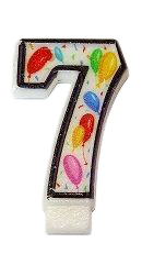 Кутия 12 броя_Свещички с балончета двустранни цифра 7