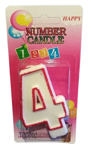Кутия 12 броя_Свещички с червен контур цифра - №4