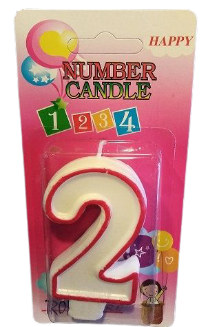 Кутия 12 броя_Свещички с червен контур цифра - №2