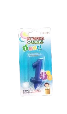 Кутия 12 броя_Свещички сини малки цифра  - 1