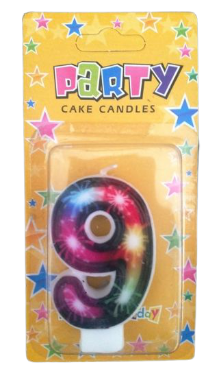 Кутия 12 броя_Свещички с фойерверки двустранни цифра  - 9