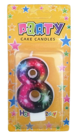 Кутия 12 броя_Свещички с фойерверки двустранни цифра  - 8
