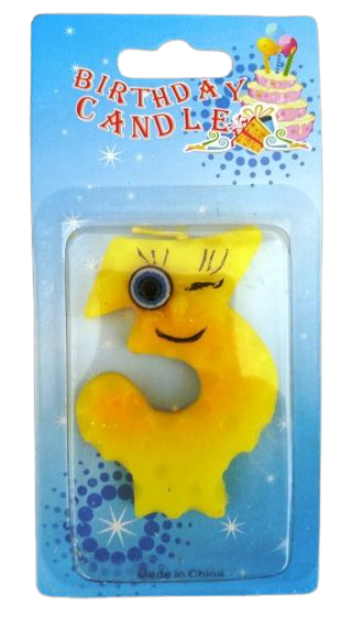 Кутия 12 броя_Свещички с очички жълти цифра  - 3