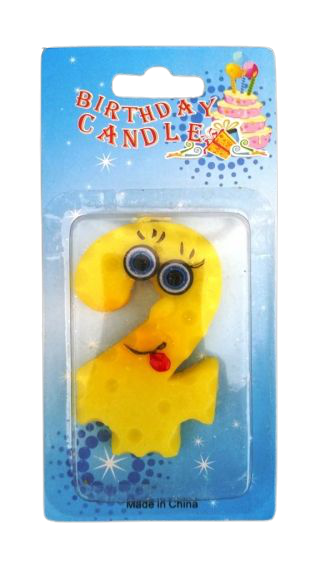 Кутия 12 броя_Свещички с очички жълти цифра  - 2