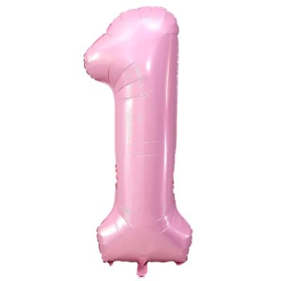 Фолиев балон цифра 1, БЕБЕШКО РОЗОВО - 80см