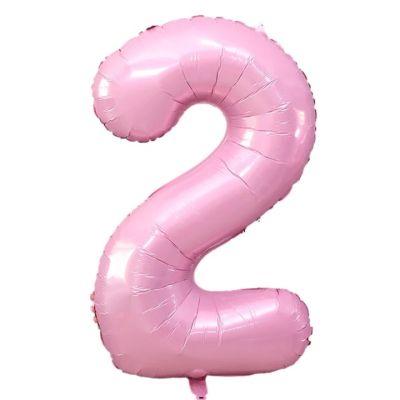 Фолиев балон цифра 2, БЕБЕШКО РОЗОВО - 80см