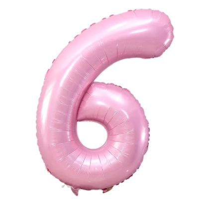 Фолиев балон цифра 6, БЕБЕШКО РОЗОВО - 80см