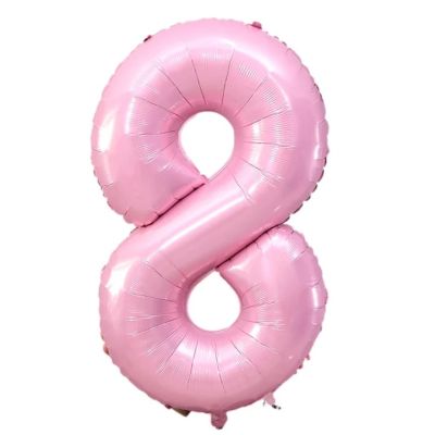 Фолиев балон цифра 8, БЕБЕШКО РОЗОВО - 80см
